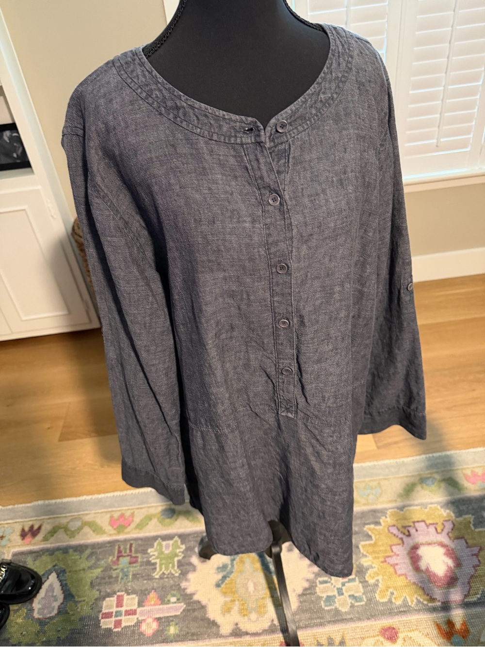 Eileen Fisher Slate Blue Linen Tunic